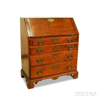 Appraisal: Queen Anne Tiger Maple Slant-lid Desk possibly Pennsylvania th century