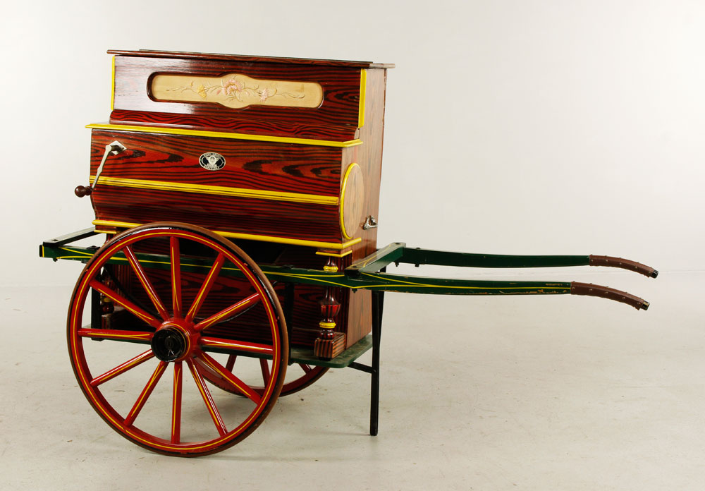 Appraisal: - Hurdy Gurdy Organ Cart Hurdy Gurdy organ cart marked