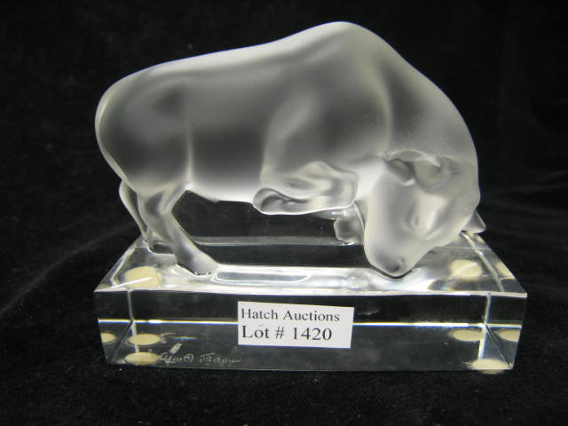 Appraisal: Lalique French Crystal Figurine of a Bull frosted long tall