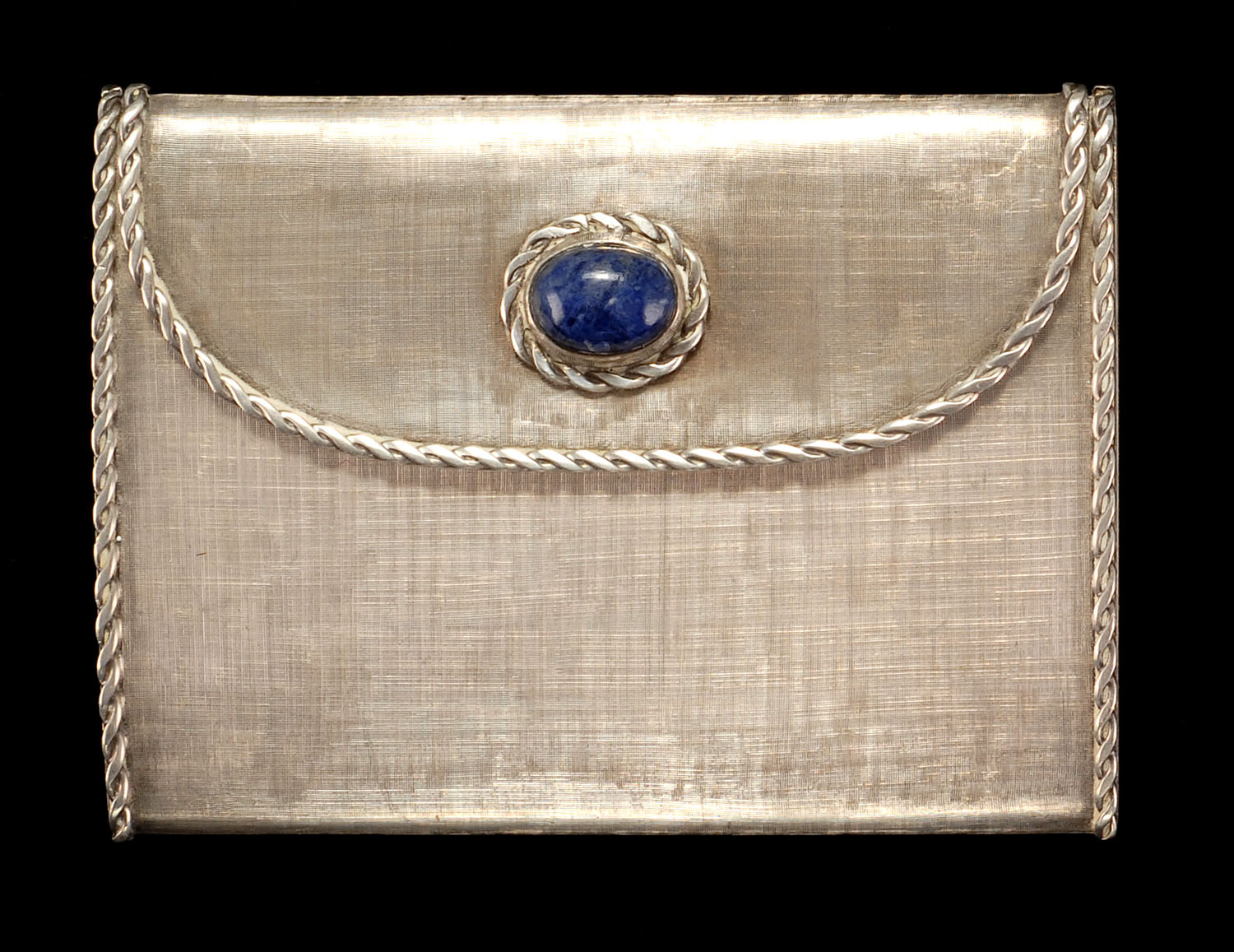 Appraisal: CARTIER SILVER AND LAPIS LAZULI COMPACT In purse form with