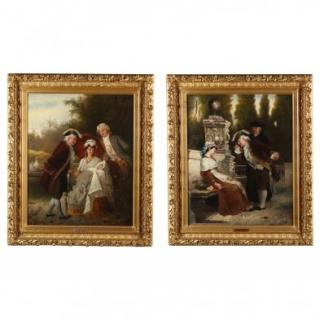 Appraisal: J Arlet Continental th century A Pair of Genre Paintings