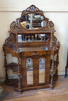 Appraisal: VICTORIAN BURR WALNUT MIRROR BACK CREDENZA