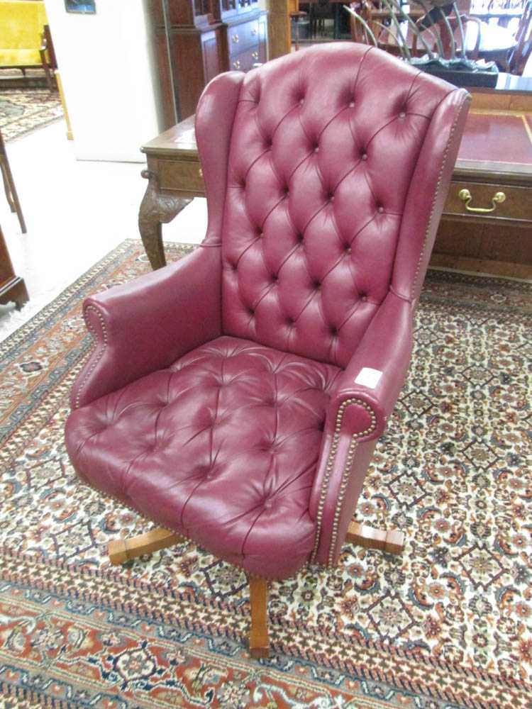 Appraisal: BAKER RED LEATHER EXECUTIVE DESK CHAIR Baker Furniture Co a