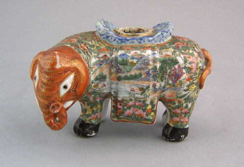 Appraisal: Chinese export famille rose elephant joss stick holder th c