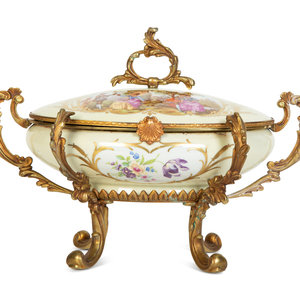 Appraisal: A Gilt Metal Mounted S vres Style Porcelain Table Casket