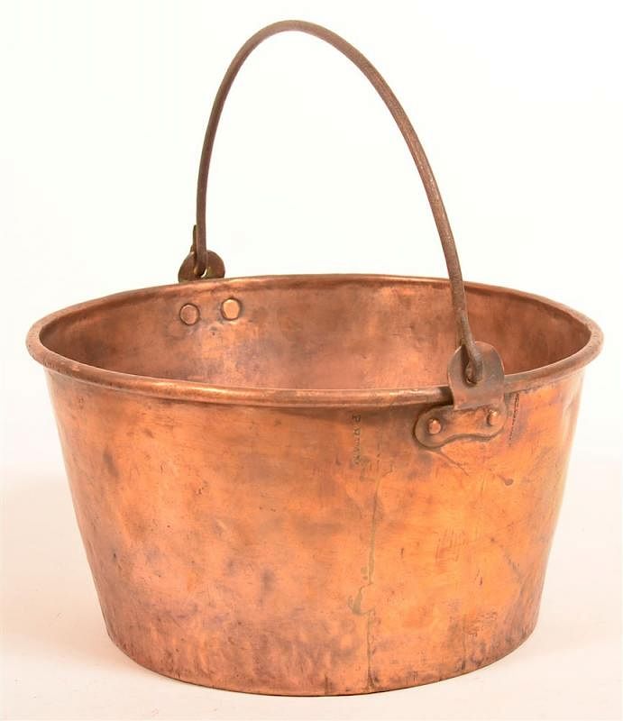 Appraisal: th Century Copper Pail Signed P Ream th Century Copper