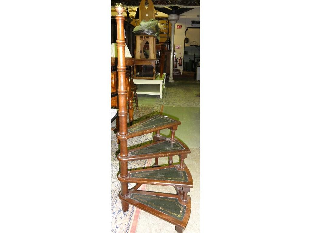 Appraisal: A four tread flight of reproduction mahogany library steps with