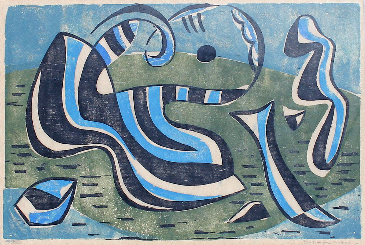 Appraisal: DREWES Werner American - ''Inner Tropical Seas'' Woodcut '' x