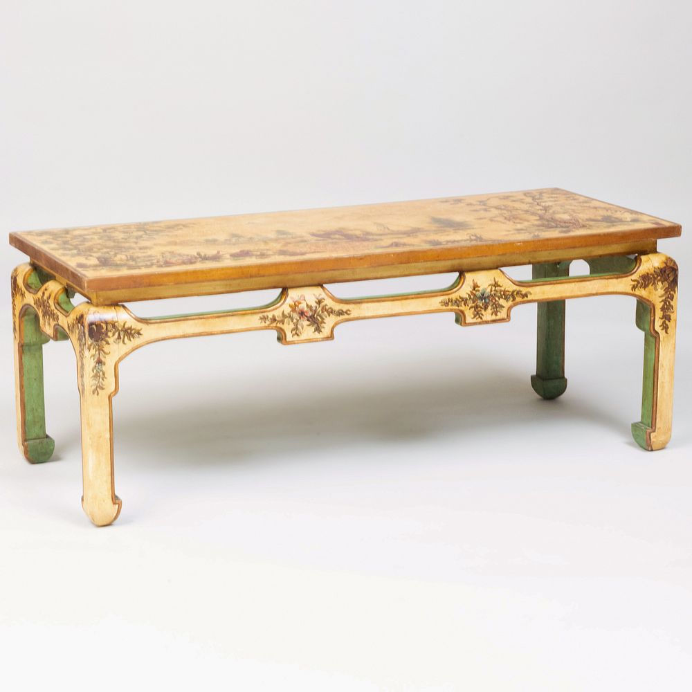 Appraisal: Chinese Cream Painted and Parcel-Gilt Chinoiserie Decorated Low Table x