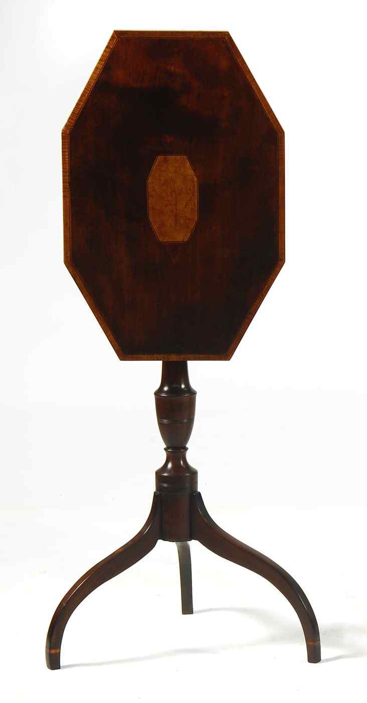 Appraisal: ANTIQUE AMERICAN TIP-TOP CANDLESTANDEastern Massachusetts Circa In mahogany with figured