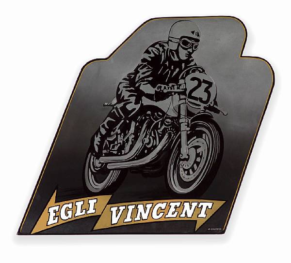 Appraisal: Egli Vincent by Robert Carter oil enamel on formed metal