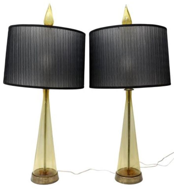 Appraisal: pair Mid-century modern art glass table lamps Marbro Lamp Co