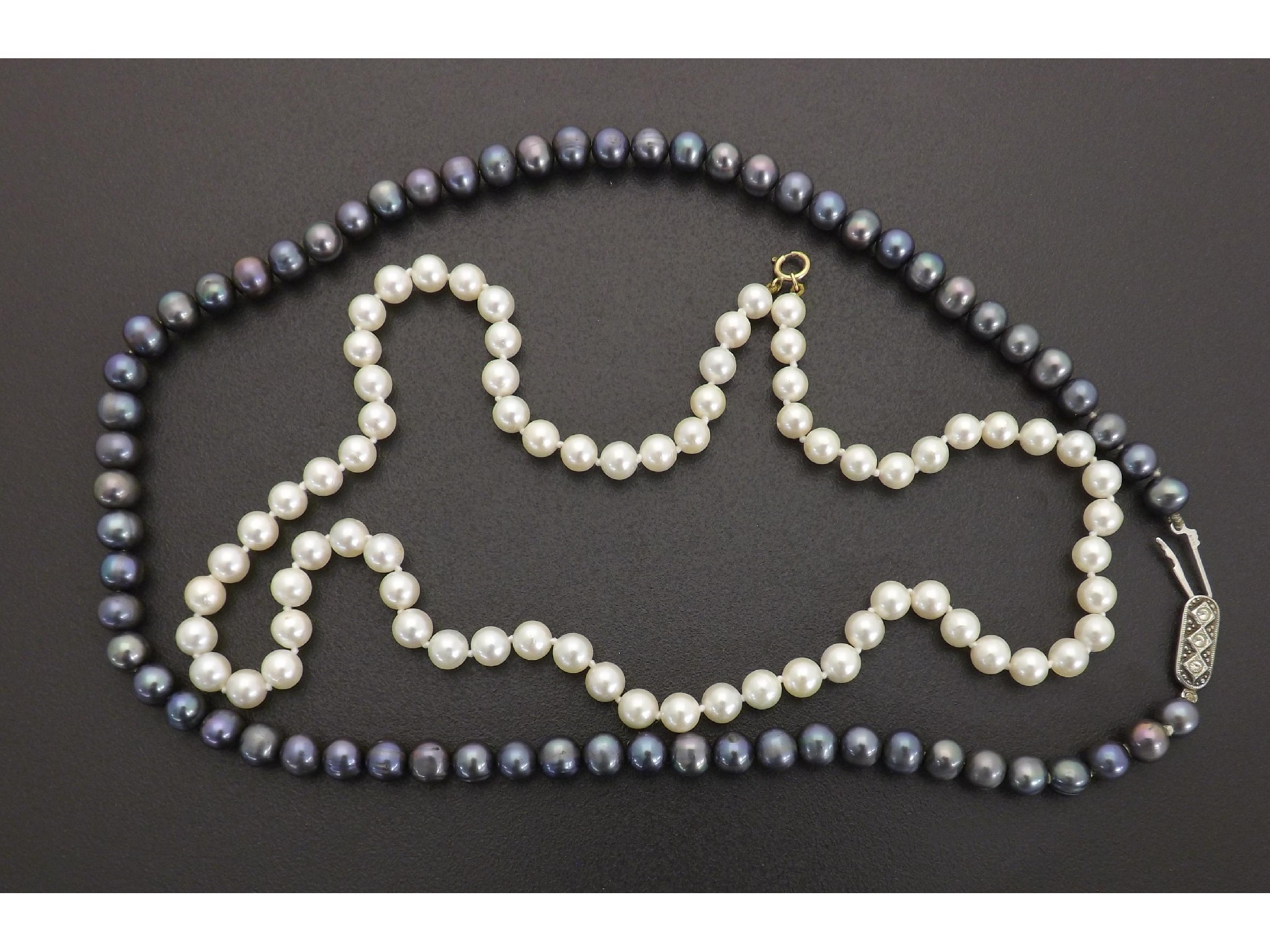 Appraisal: Single string of cultured pearls with a ct clasp pearls