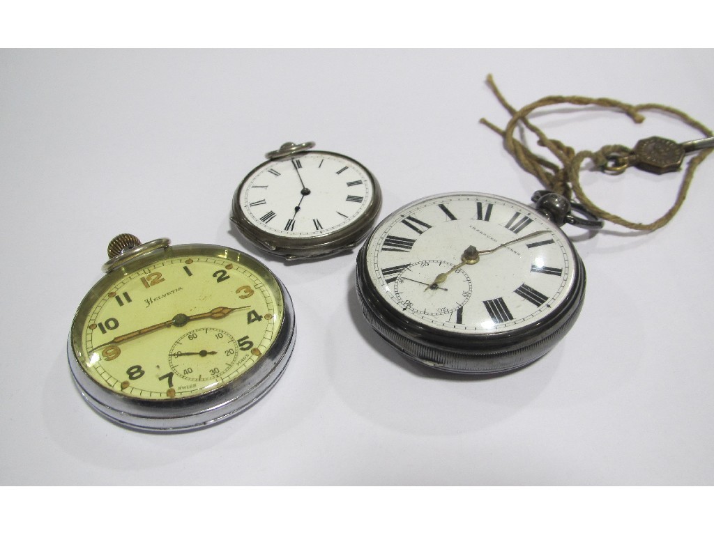 Appraisal: Lot comprising a silver pocket watch a silver fob watch