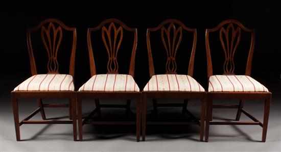 Appraisal: Set of four Federal style mahogany upholstered slip seat side