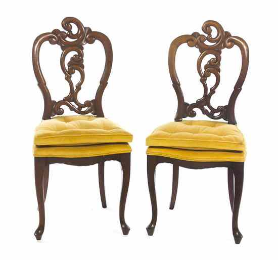 Appraisal: A Pair of Rococo Revival Mahogany Side Chairs each having