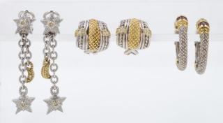 Appraisal: A Collection of Sterling Silver Karat Yellow Gold and Diamond