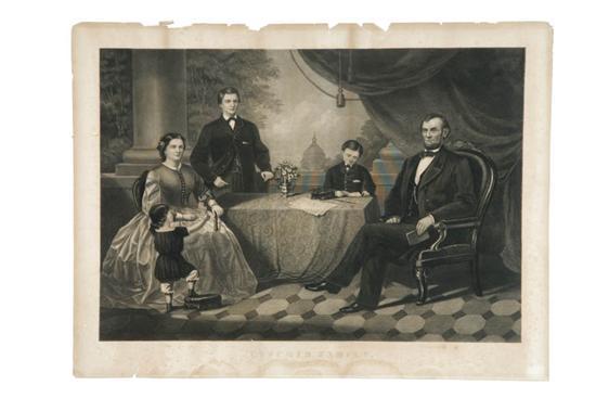 Appraisal: PORTRAIT OF THE LINCOLN FAMILY Engraving on paper published by