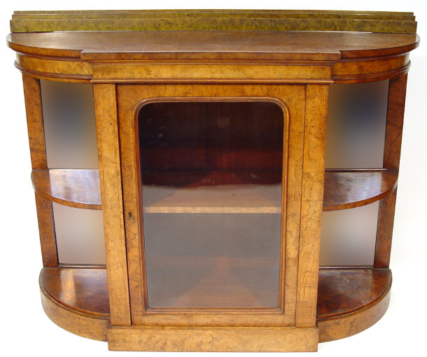 Appraisal: Victorian walnut credenza bookcase fitted with a central glazed door