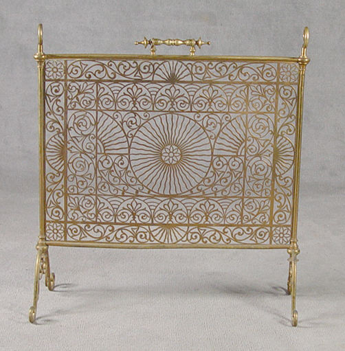 Appraisal: Pierced Brass Firescreen Circa Tubular frame with cast elements Cast