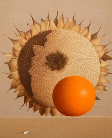 Appraisal: FREDERIC VIDALENS - Orange and sunflower partially signed oils on