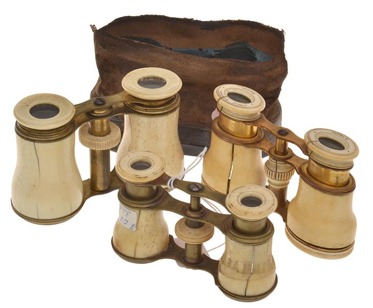 Appraisal: THREE IVORY AND BONE BARRELED OPERA GLASSES