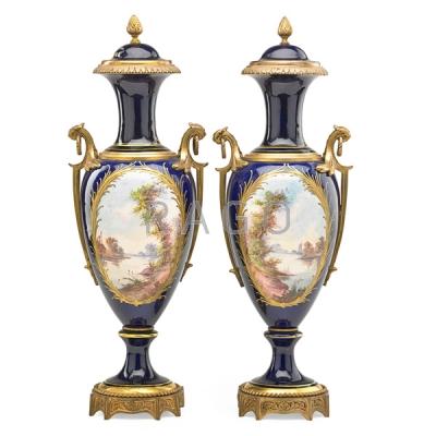 Appraisal: PAIR OF SEVRES PORCELAIN BRONZE MOUNTED COVERED Condition Report