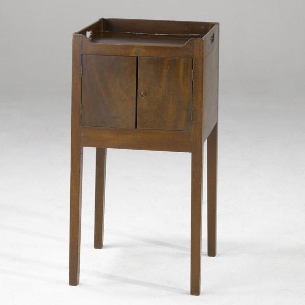 Appraisal: ENGLISH BEDSIDE STAND Mahogany with two-door compartment th C x