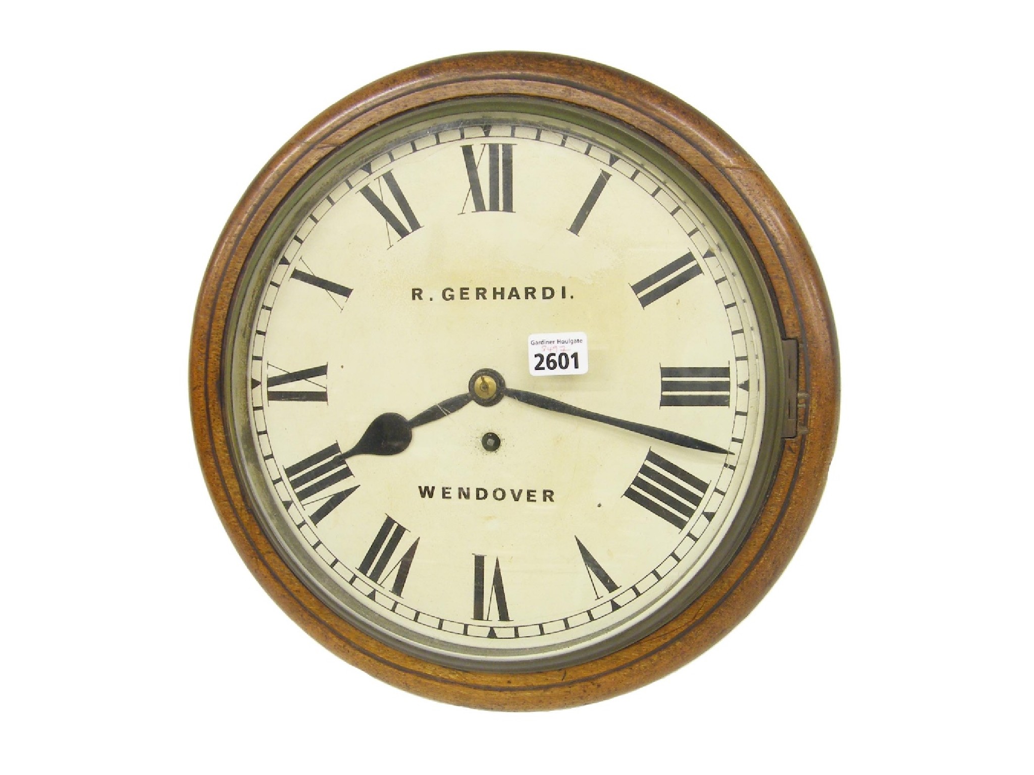 Appraisal: Oak single fusee wall dial clock signed R Gerhardi Wendover