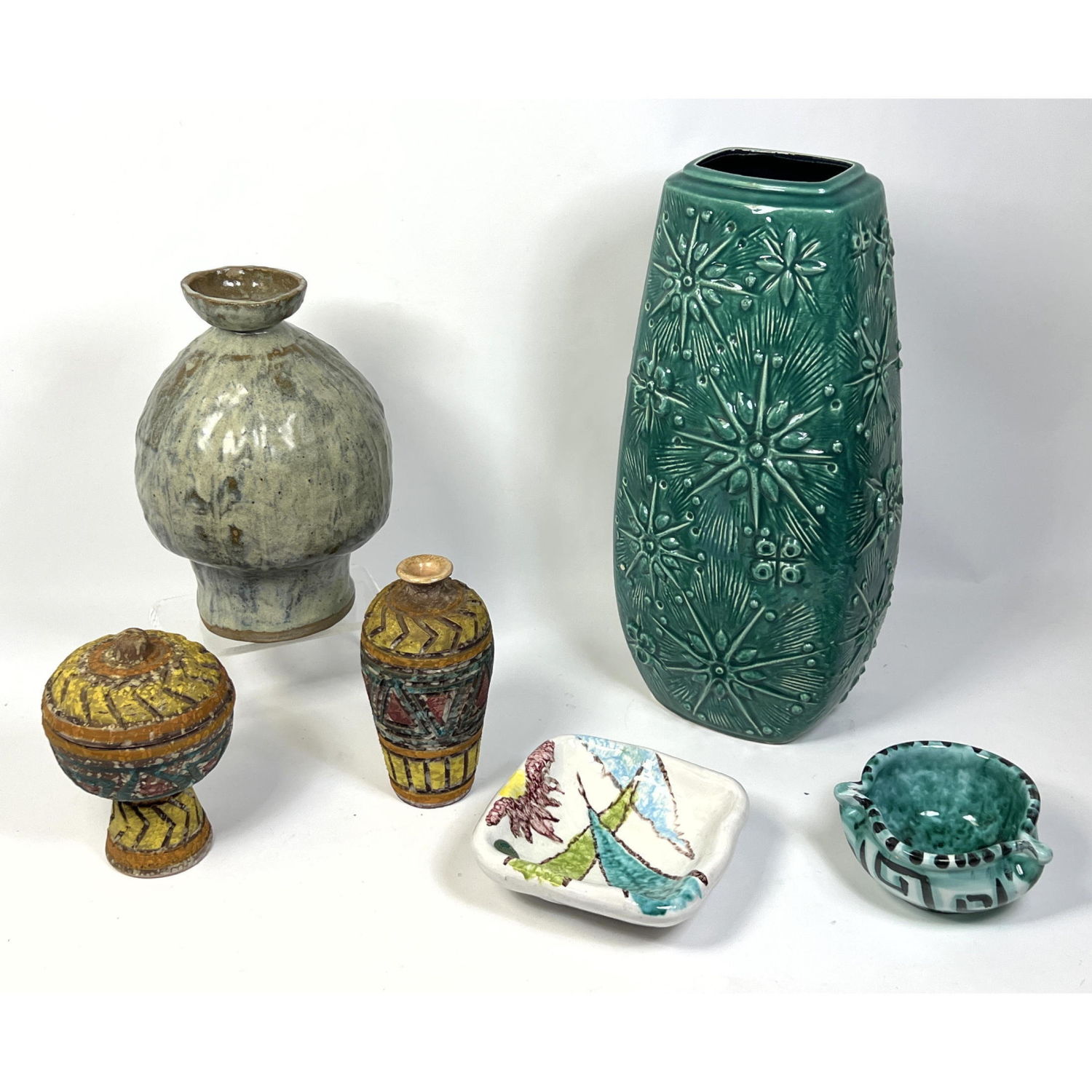 Appraisal: pc Mostly Italian Mid Century Pottery Lot Vases Box and