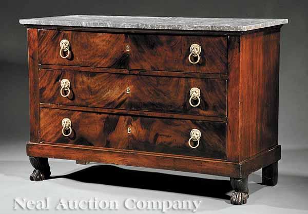 Appraisal: An Empire Mahogany Commode early th c the rectangular gris