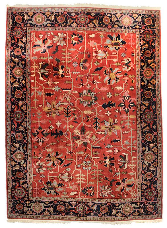 Appraisal: Heriz Carpet mid late th century floral designs on rust