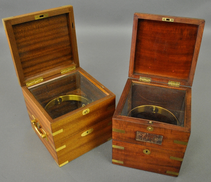 Appraisal: - Mahogany brass bound chronometer box th c and another