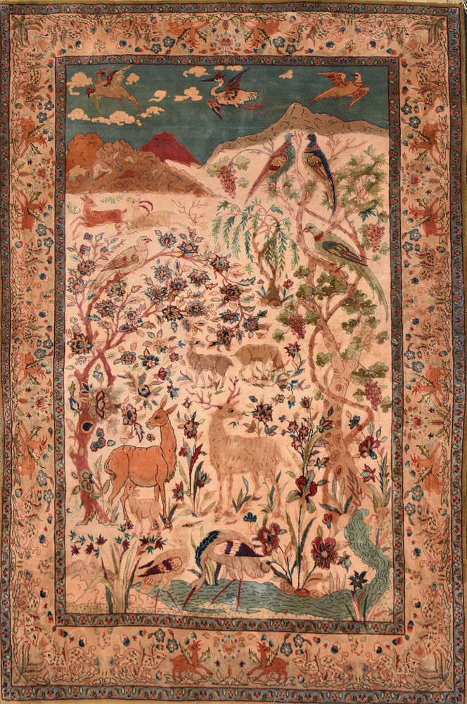 Appraisal: AN ANTIQUE ISFAHAN SILK PRAYER RUG AN ANTIQUE ISFAHAN SILK