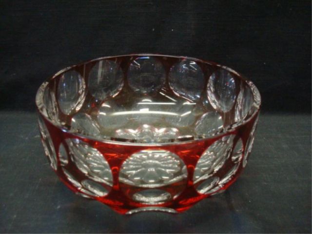 Appraisal: CRISTAL ST LOUIS FRANCE Ruby Overlay Bowl Dimensions diameter x