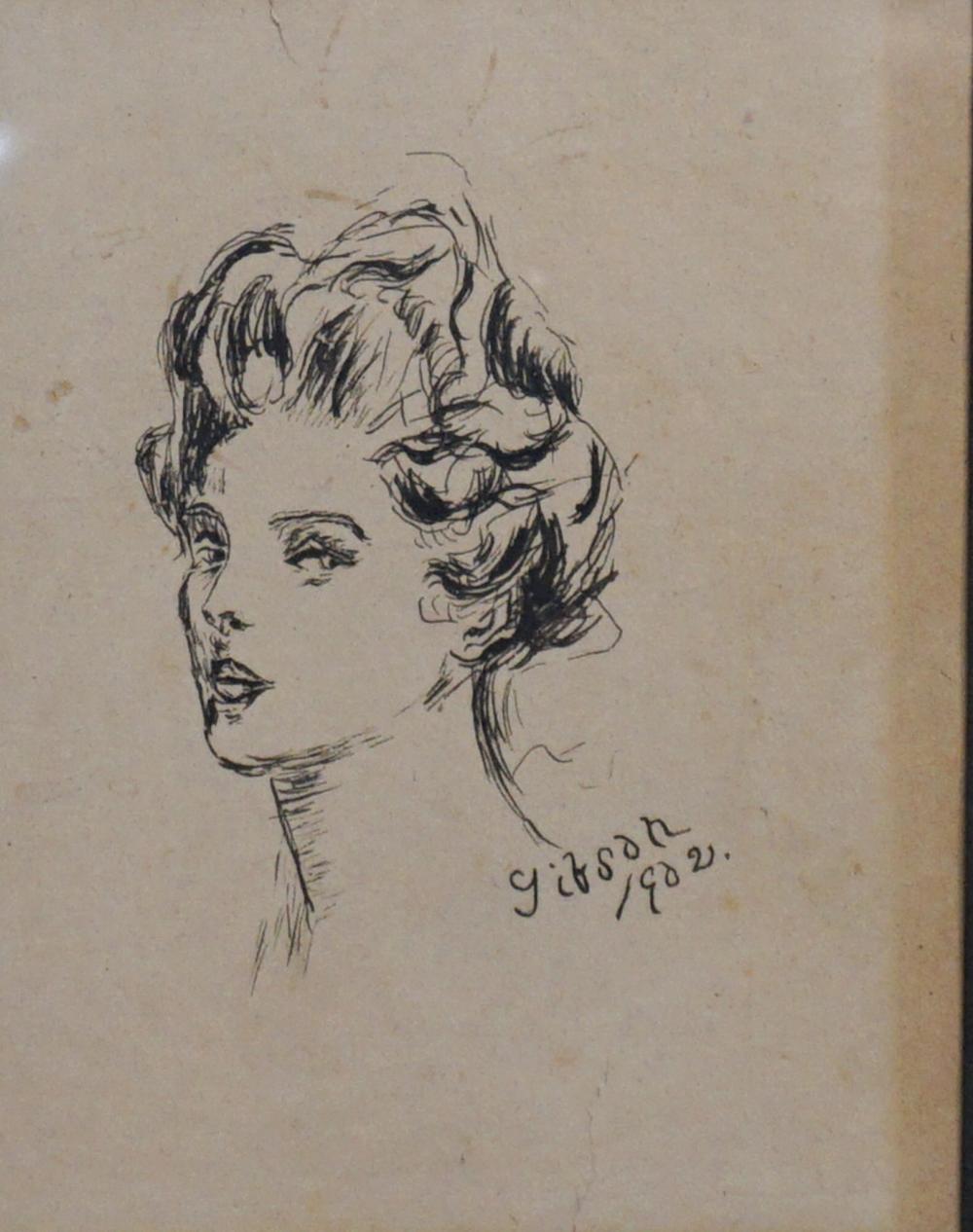 Appraisal: CHARLES GIBSON AMERICAN - PORTRAIT SKETCH OF A YOUNG WOMAN