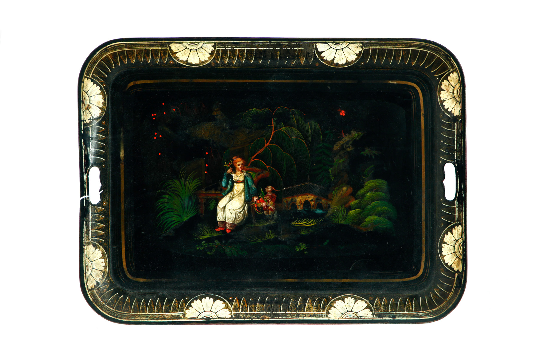 Appraisal: DECORATED TOLE TRAY American or English mid th century Original