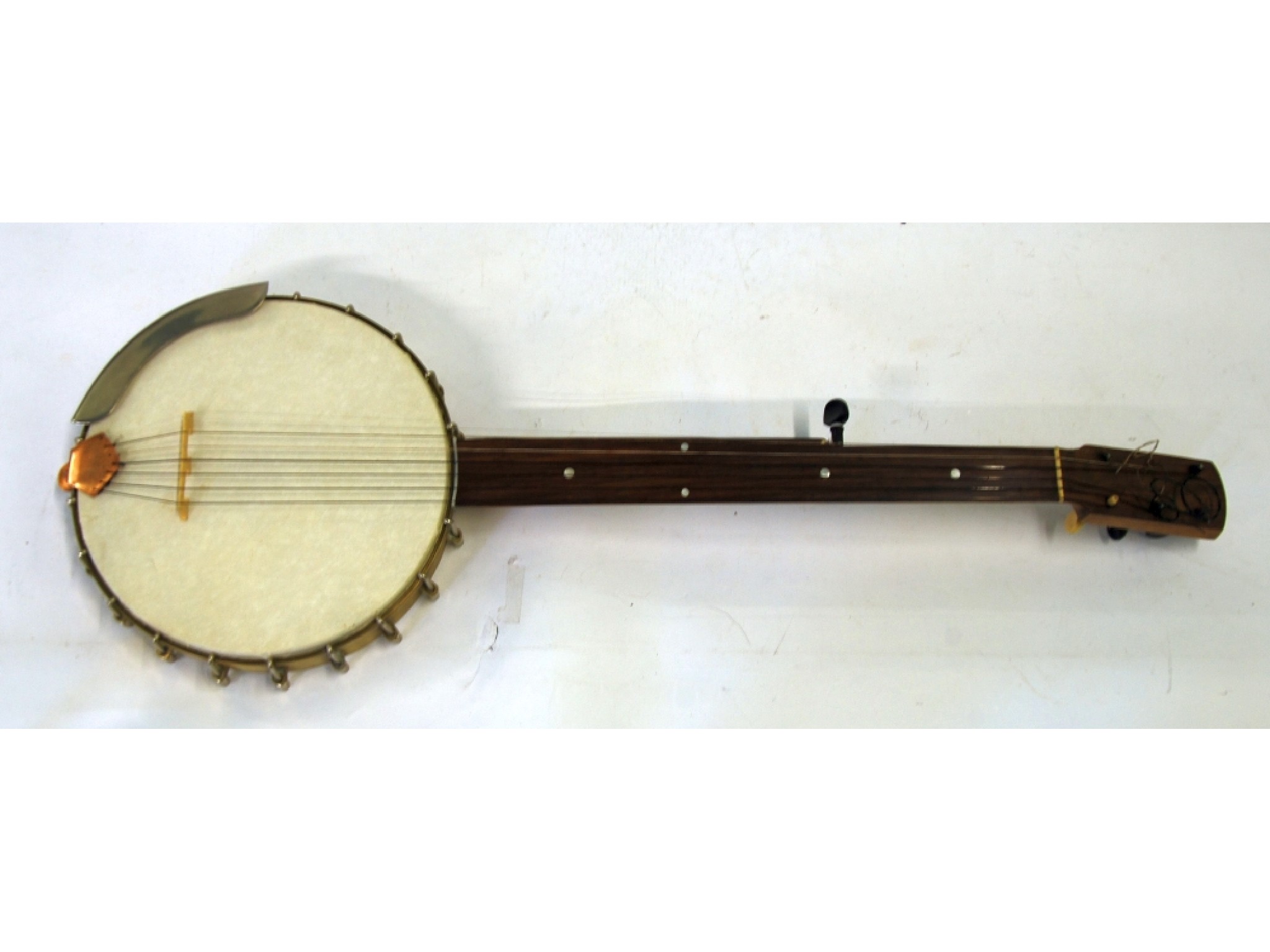 Appraisal: DULEET MAKER SIX STRING FRETLESS BANJO the finger board inlaid