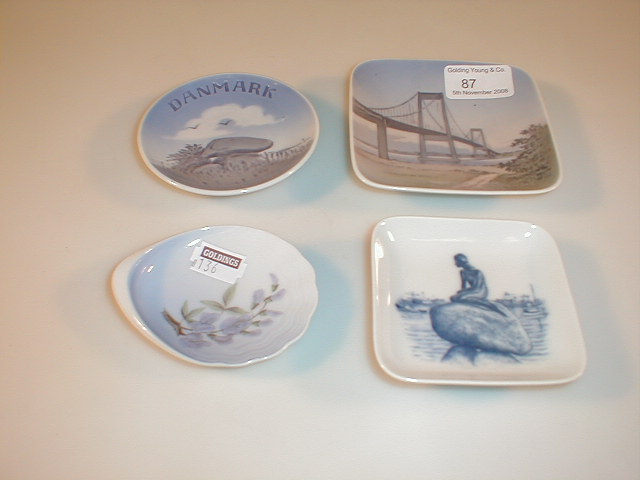 Appraisal: Four Copenhagen ceramic pin trays various designs