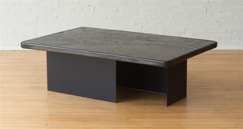 Appraisal: PAUL KINGMA MOSAIC SLATE-TOP LOW TABLE Marked 'Kingma ' x