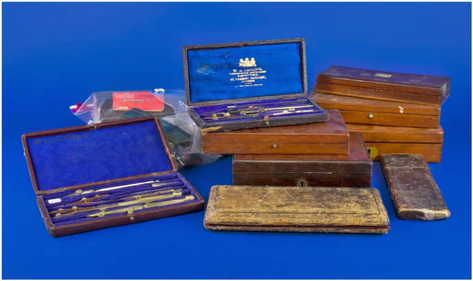 Appraisal: A Massive Quantity Of Old Drawing Instruments and boxes Compasses