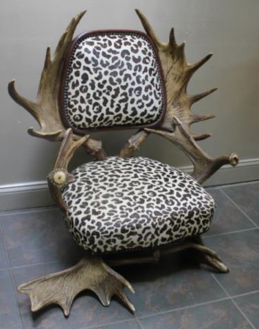 Appraisal: Unique Vintage Upholstered Antler Chair Nice vintage chair with upholstered