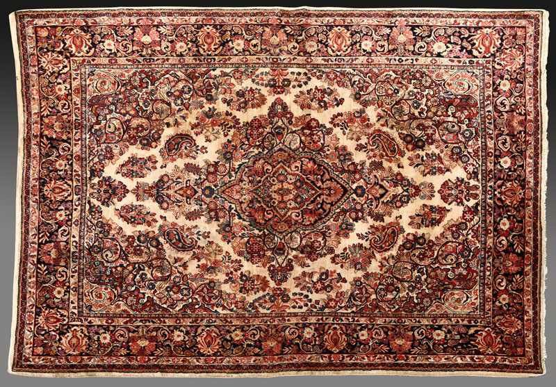 Appraisal: A Persian Sarouk woolen carpet rug Circa s the cream