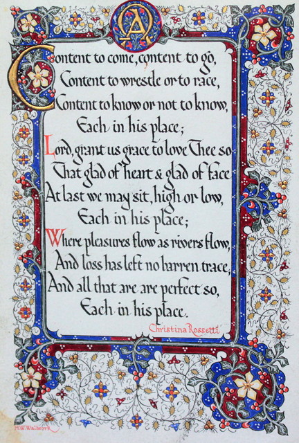 Appraisal: AN EARLY TH CENTURY ILLUMINATED ARTWORK with centrally written phrase