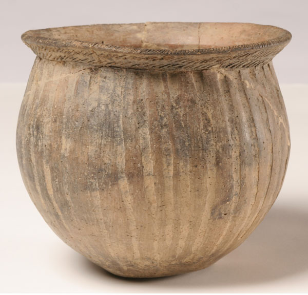 Appraisal: Native American pottery restored pot with incised decoration on neck