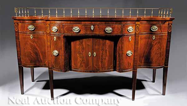 Appraisal: A Federal Inlaid Mahogany Sideboard th c labeled Meier Hagen