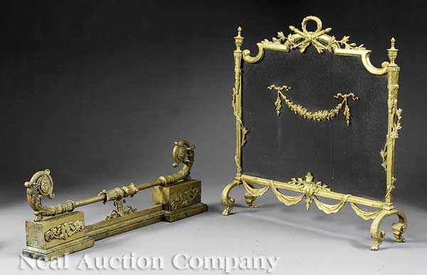 Appraisal: A Gilt Bronze Fireplace Group comprising a Charles X fire