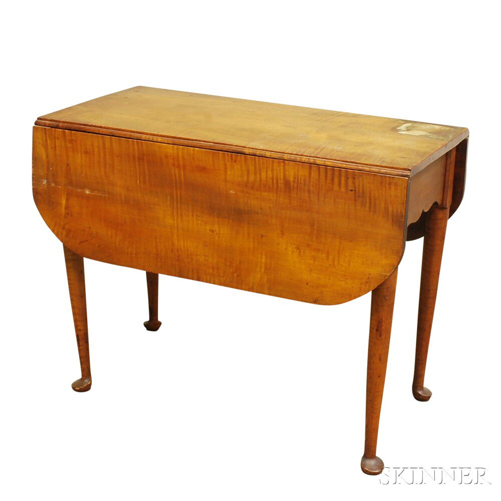 Appraisal: Queen Anne Tiger Maple Drop-leaf Table New England th century