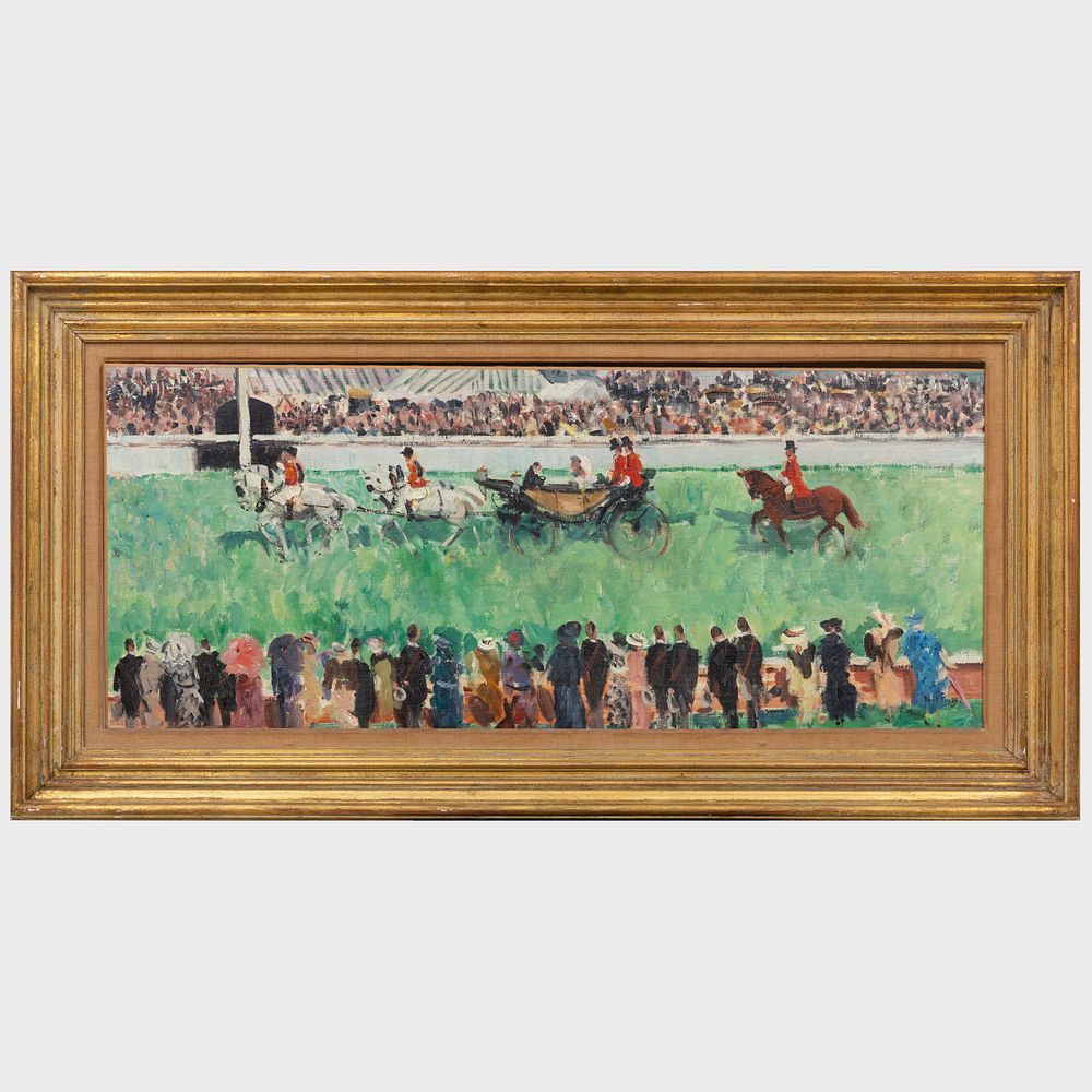 Appraisal: Paul Maze - At the Races Oil on canvas signed