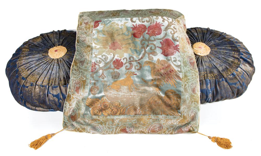 Appraisal: Three Decorative Silk Pillows l in and two in w